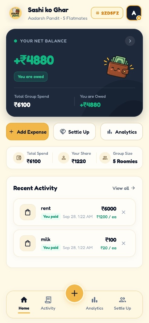 Hisabify expense dashboard